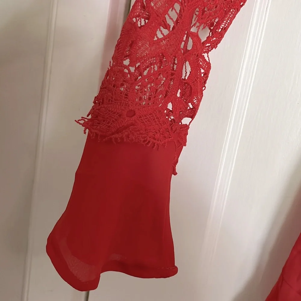Red Boho Style Romper - Picture 3 of 4